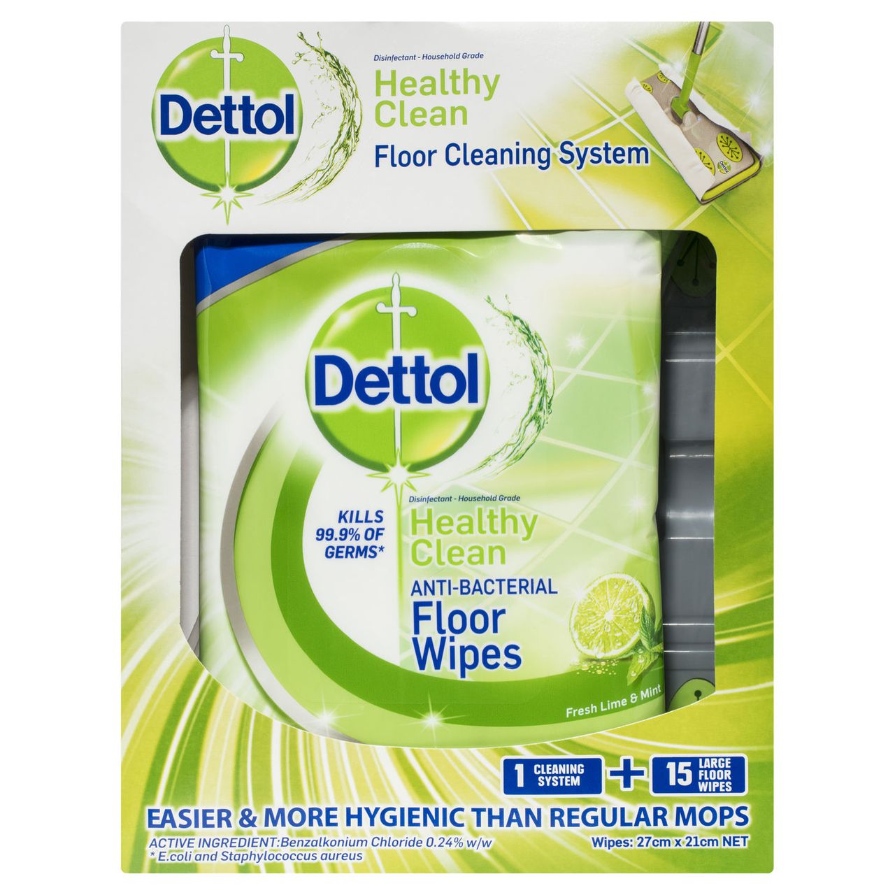 Dettol Antibacterial Floor Cleaning System + Large Floor Wipes